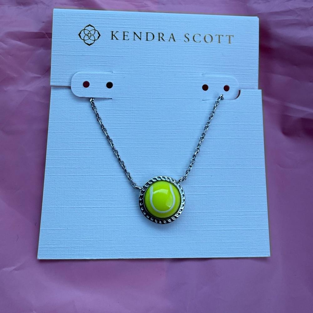 Kendra Scott Silver Necklace with tennis ball Pendant